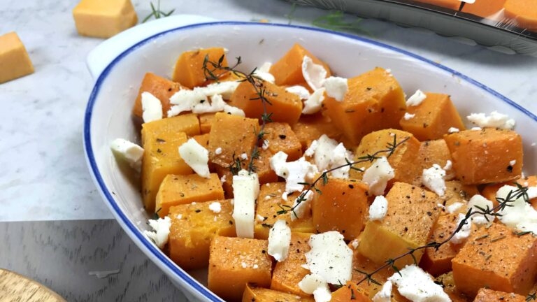 Baked diced pumpkin with cheese